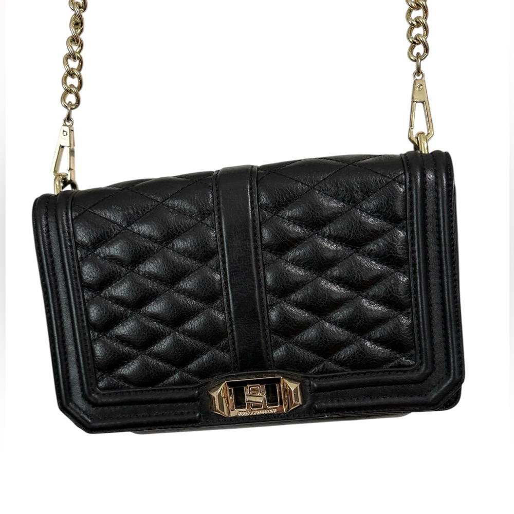 Rebecca Minkoff Love Quilted Black Leather shoulder bag gold tone hardware - Picture 3 of 5